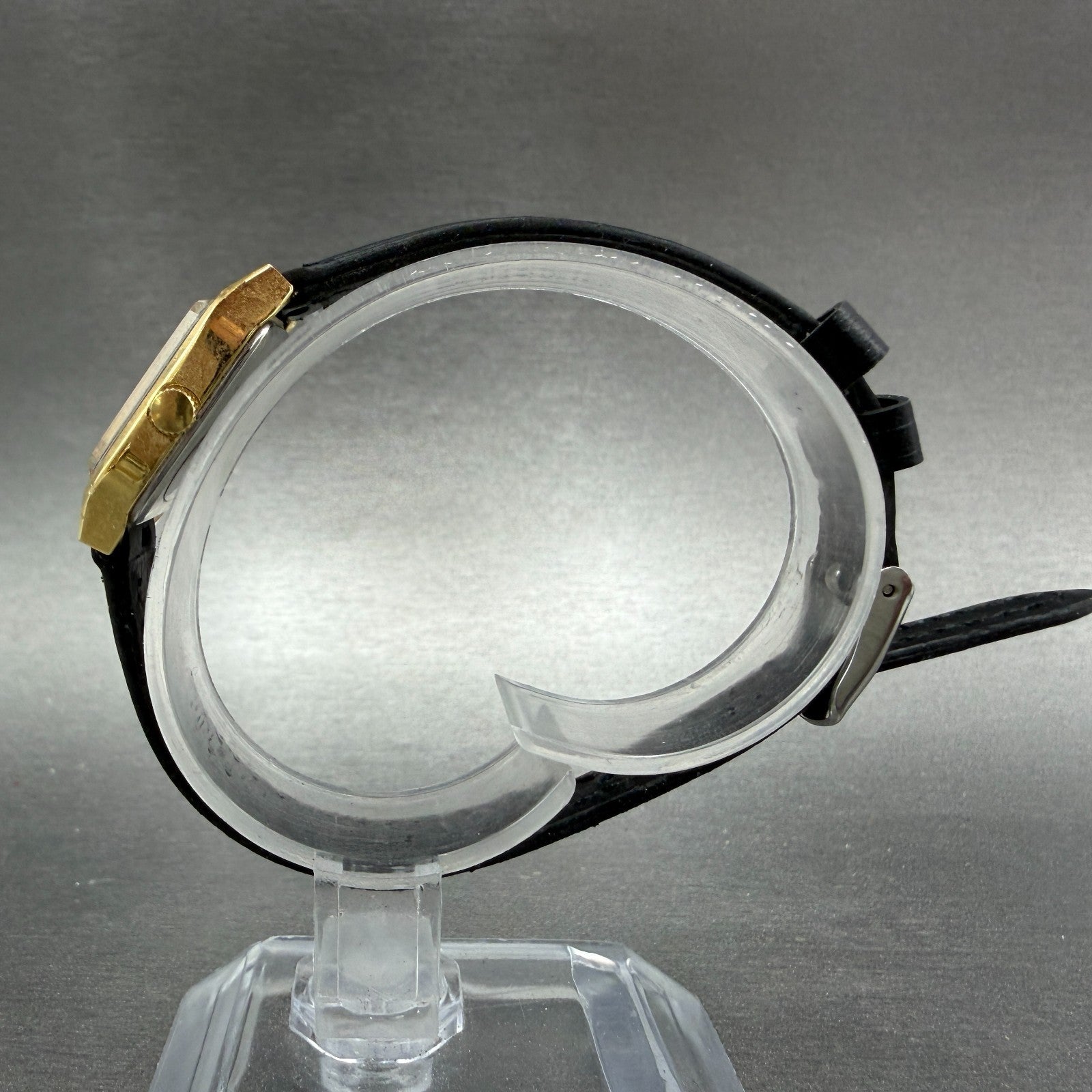 Seiko Tank Watch Women 18mm Black Dial Gold Tone Rectangle 2B21-5020 New Batt J76