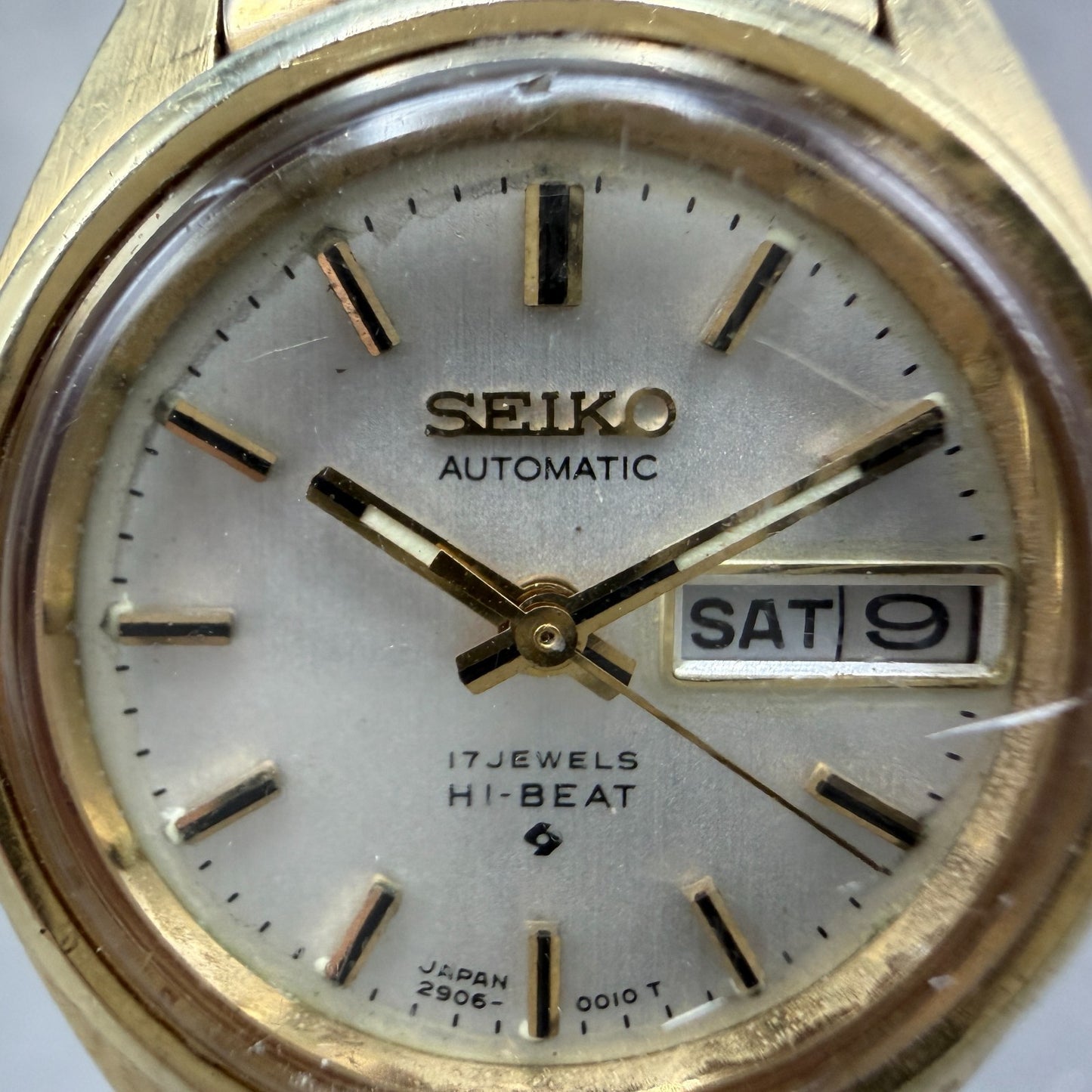 Seiko Automatic Watch Women 24mm Silver Dial Gold Tone Daydate 2906-0019 Runs1