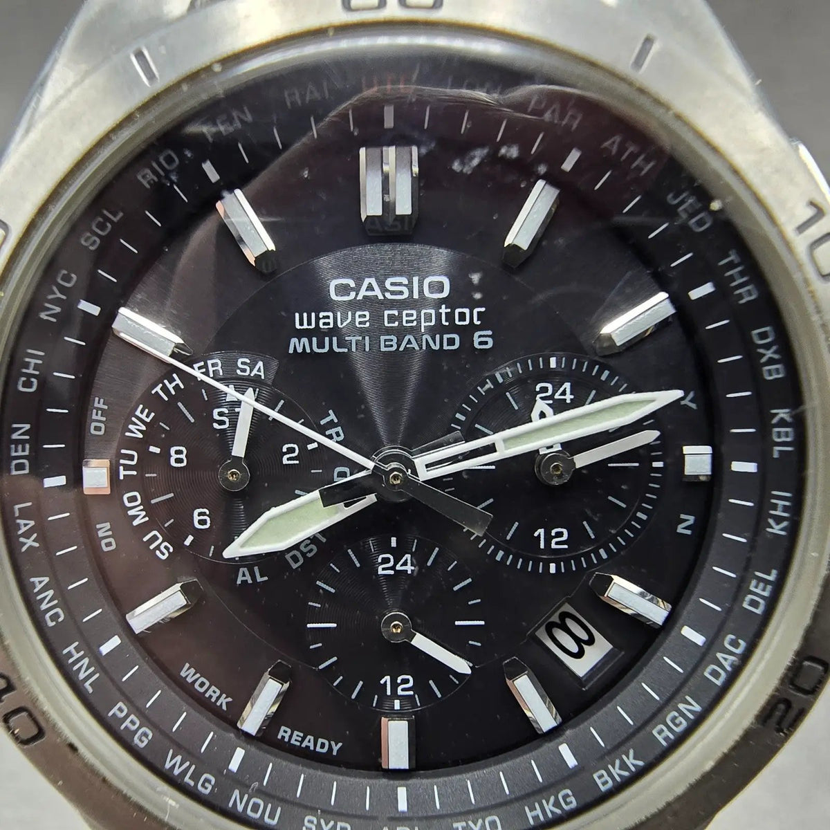 Casio Waveceptor WVQ-M410 Watch Men 43mm Black Dial Silver Date Solar Runs JDM1