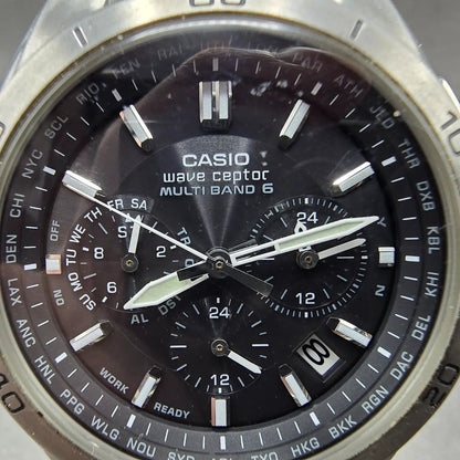 Casio Waveceptor WVQ-M410 Watch Men 43mm Black Dial Silver Date Solar Runs JDM1