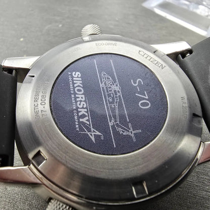 Citizen Promaster Sikorsky Watch Men 42mm Gray Dial Steel Date GMT BJ7004-43H9