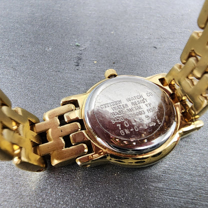 Citizen CQ Watch Women 22mm Champagne Dial Gold Tone Round 5420S26009 New Batt9