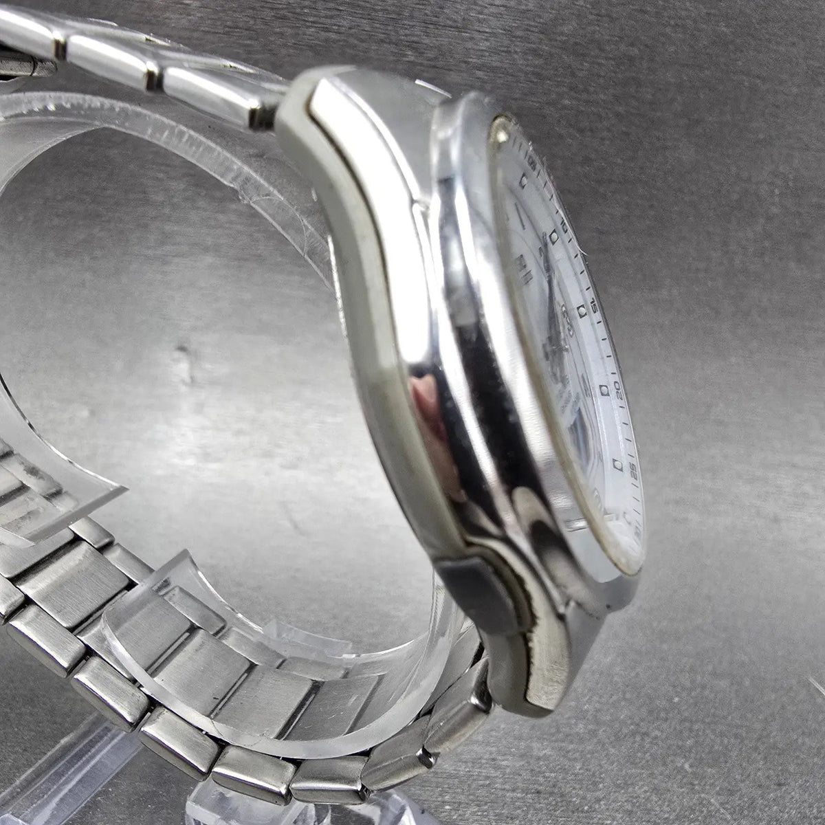Casio Wave Ceptor Watch Men 42mm White Dial Steel Solar Analog Digital Works JDM3