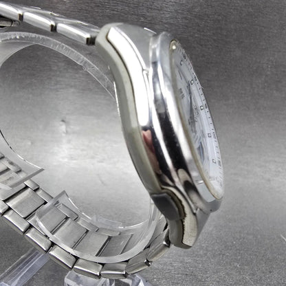 Casio Wave Ceptor Watch Men 42mm White Dial Steel Solar Analog Digital Works JDM3