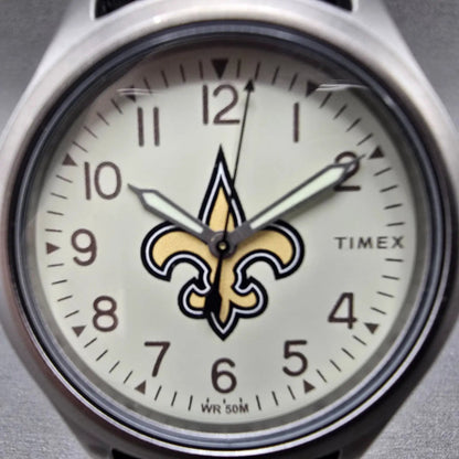 Timex Clutch New Orleans Saints Watch Men 41mm White Dial Steel New Battery1