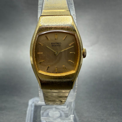Seiko Watch Women 18mm Champagne Dial Gold Tone Round 1400-8010 New Battery VTG0