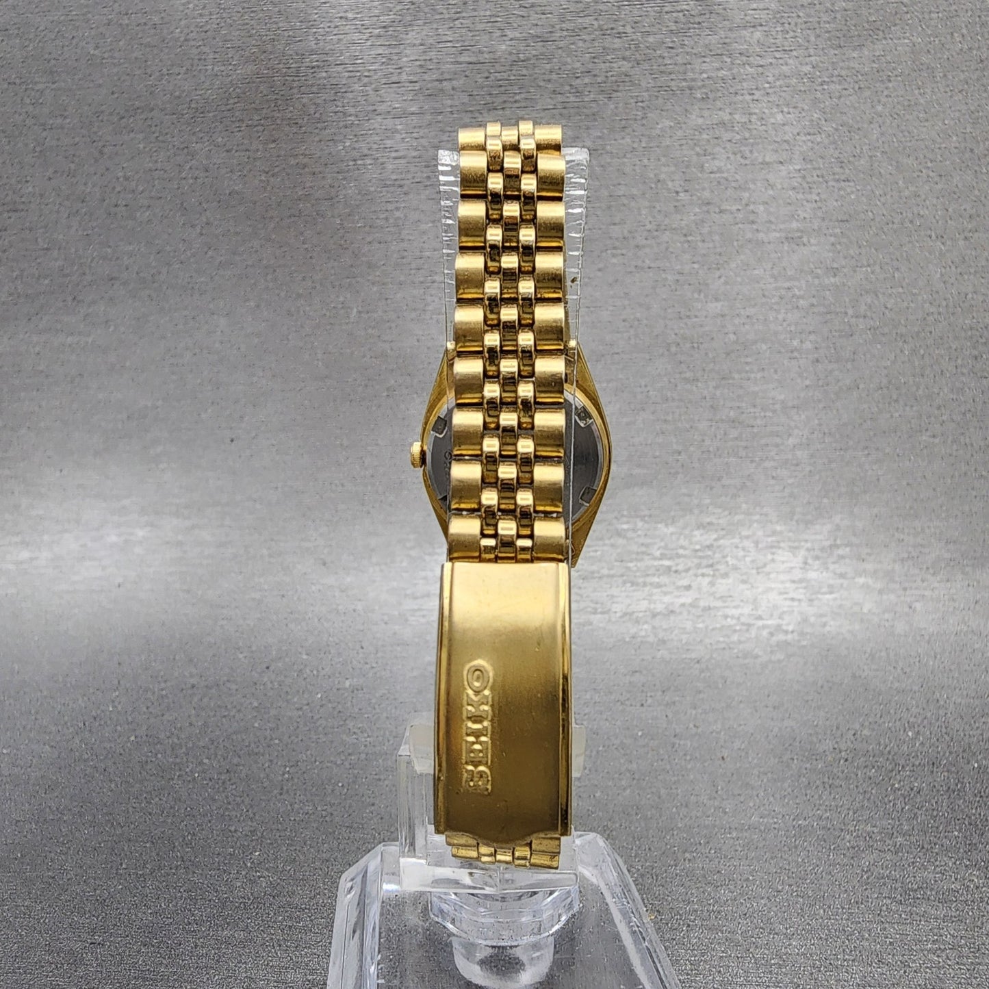 Seiko Watch Women 24mm Black Tone Gold Tone Daydate Round 7N830041 New Battery7