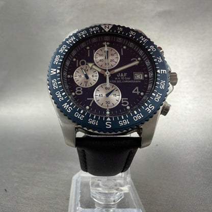 Citizen Chronograph Watch Men 40mm Blue Dial Steel Date Round JAF 0610 New batt5