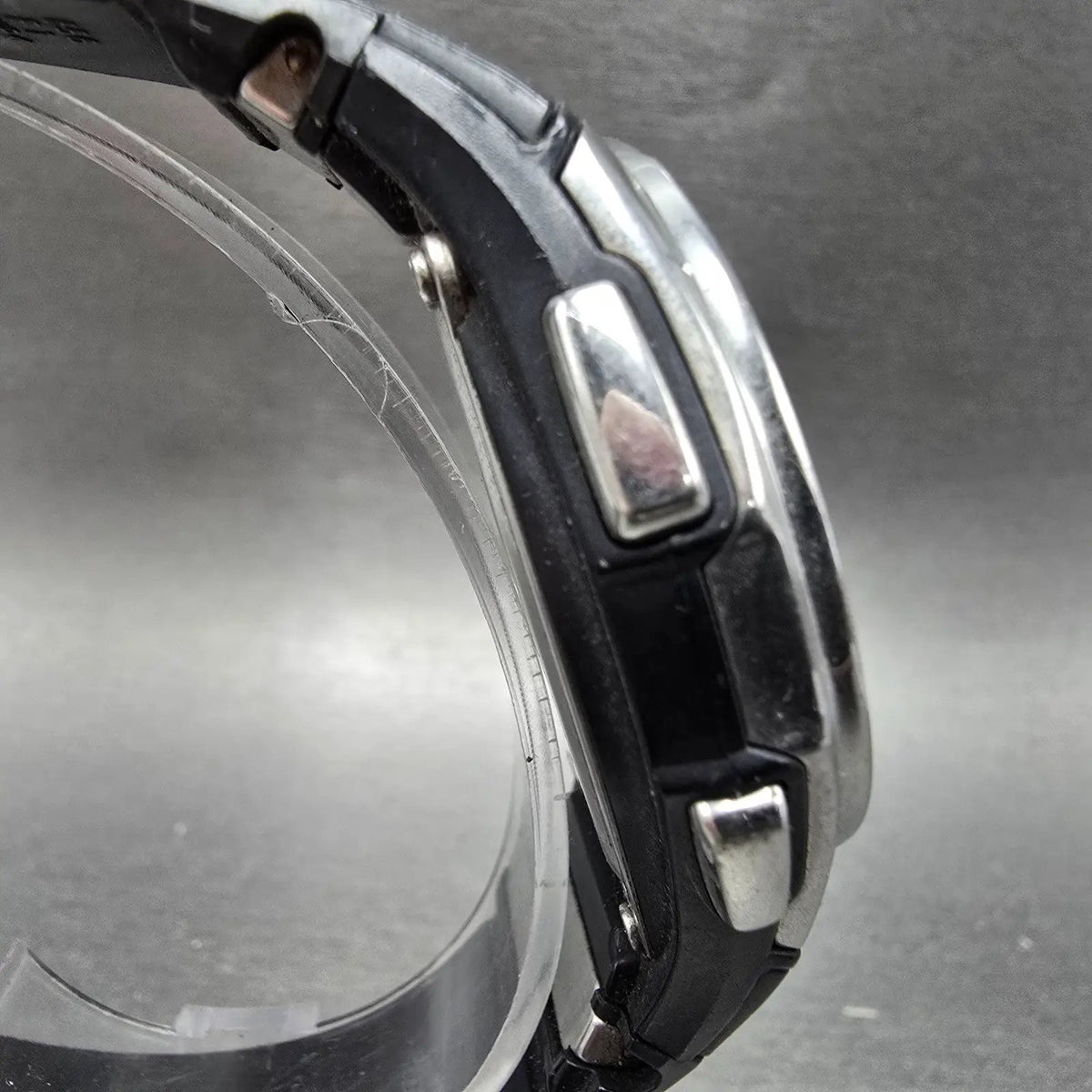 Casio WVA-470 Watch Men 42mm Black Silver Wave Ceptor Alarm Chronograph Round3