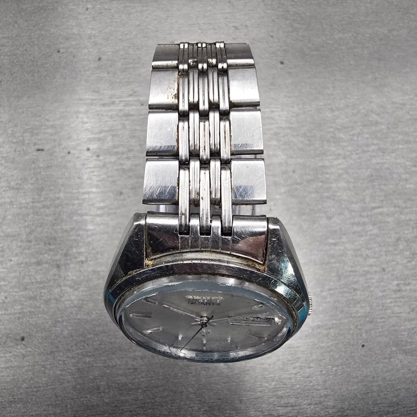 Seiko SQ Watch Men 36mm Silver Dial Silver Tone Daydate Round 4336-8089 New Batt4