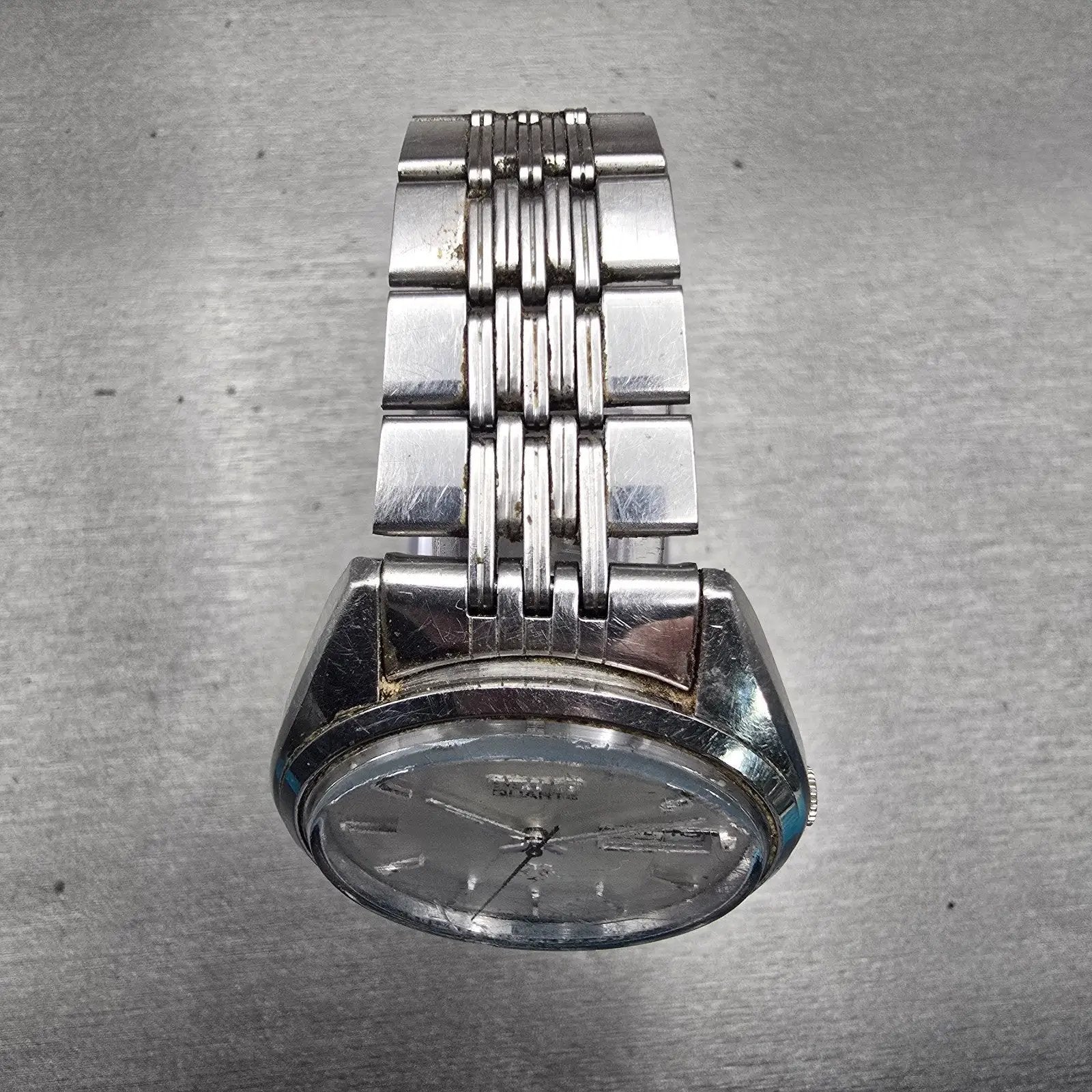 Seiko SQ Watch Men 36mm Silver Dial Silver Tone Daydate Round 4336-8089 New Batt4