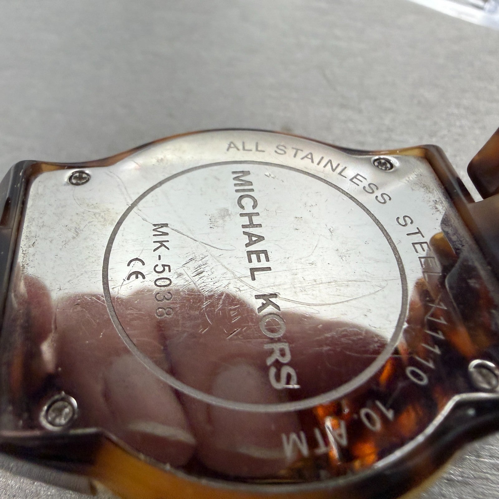 Michael Kors Watch Women 37mm Brown Dial Gold Brown Tone Daydate New Battery PT9