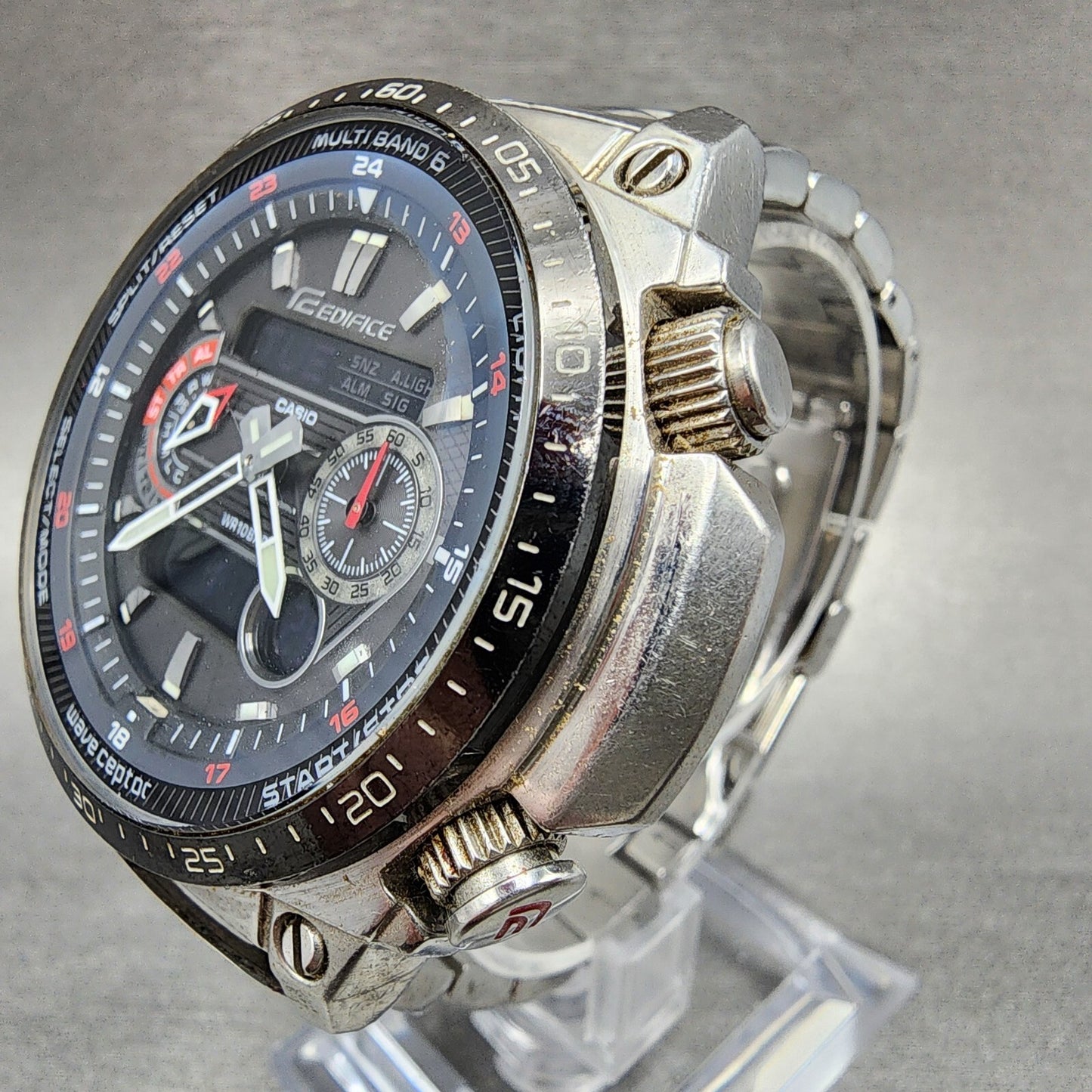 Casio Edifice MCWE300 Watch Men 48mm Black Dial Steel Solar Alarm Chrono Works3