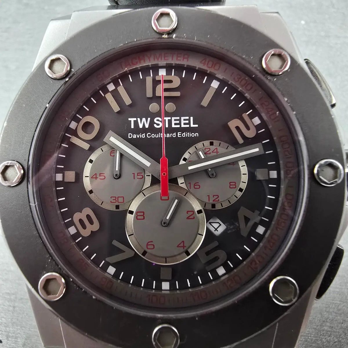 TW Steel CEO Tech David Coulthard Watch Men 50mm Black Dial Steel Date READ!!!1