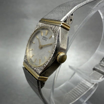 Seiko Watch Women 16mm Silver Dial Two Tone Round 2C20-0259 New Battery2