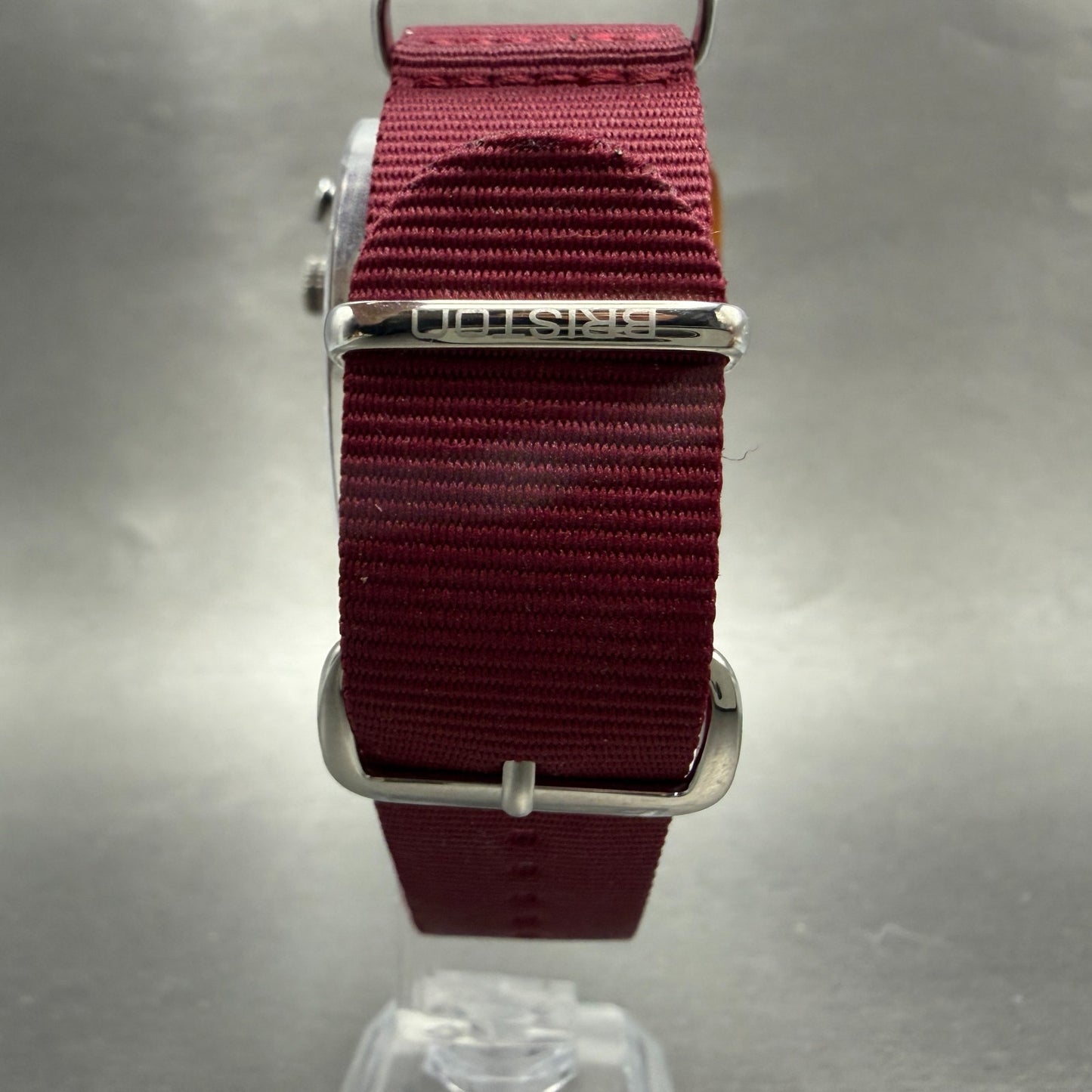 Briston Clubmaster Chronograph Watch Men 39mm Red Dial Brown Tone Date New Batt7
