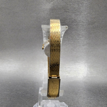 Elgin Watch Women Silver Dial Gold Tone Heart Shaped Gem Set bezel New battery7