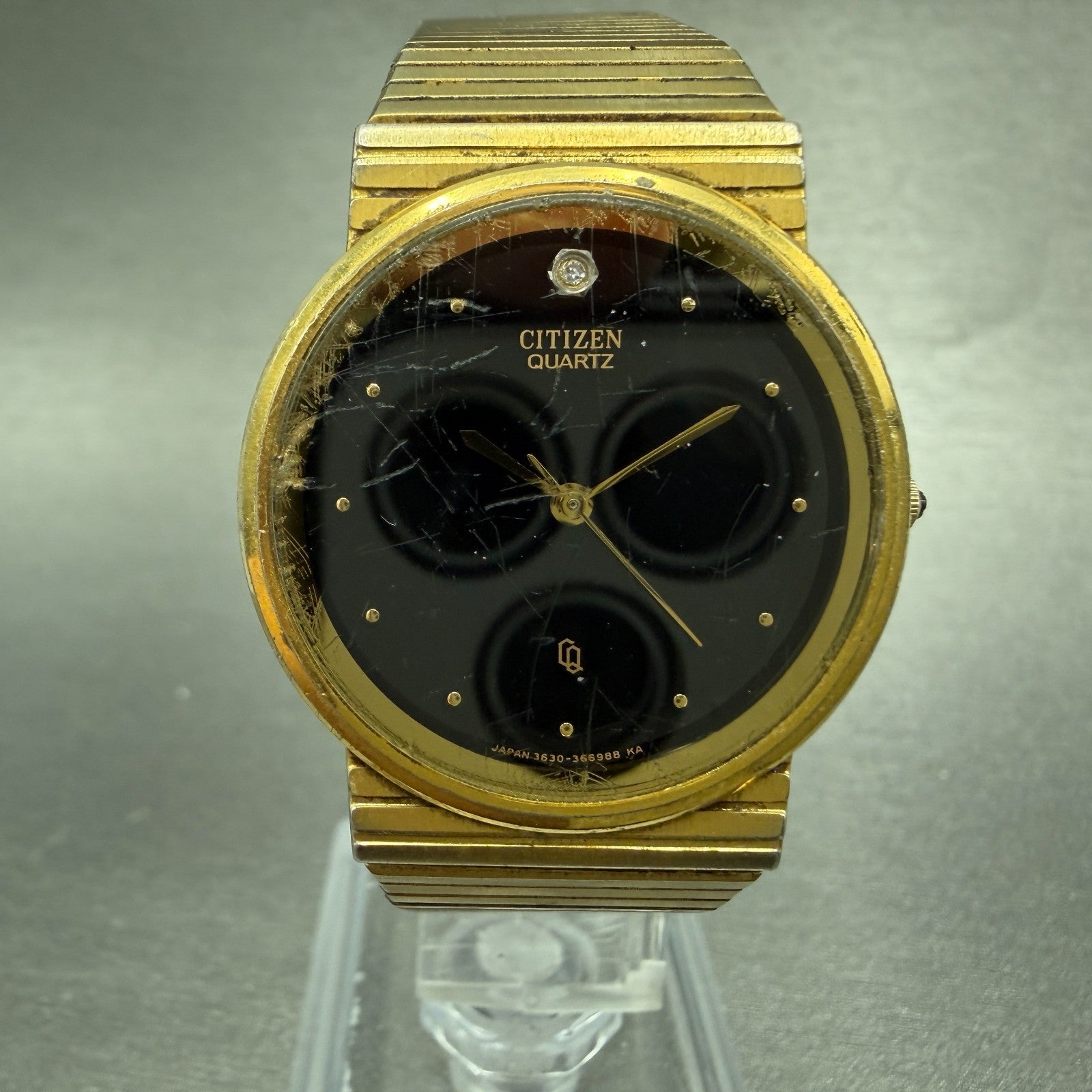 Citizen CQ Watch Unisex 30mm Black Dial Gold Tone Round 3630-361873 PARTS VTG0