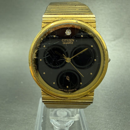 Citizen CQ Watch Unisex 30mm Black Dial Gold Tone Round 3630-361873 PARTS VTG0