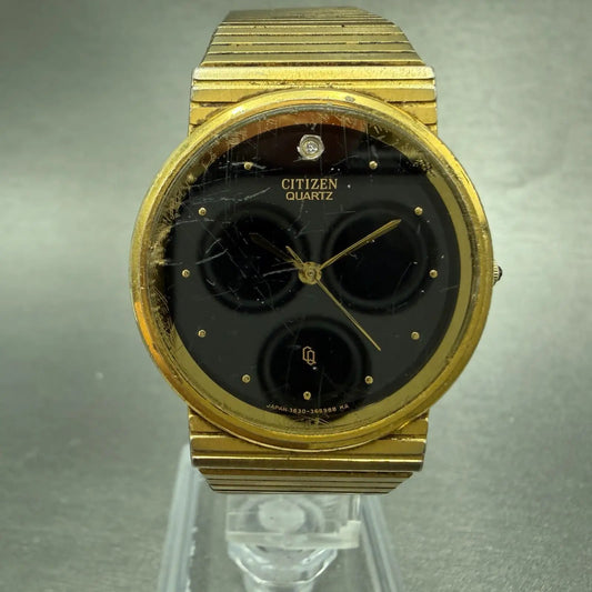 Citizen CQ Watch Unisex 30mm Black Dial Gold Tone Round 3630-361873 PARTS VTG0