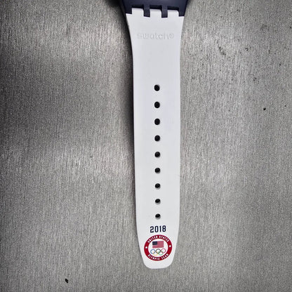 Swatch Free & Brave Chronograph Watch Men White Dial Blue Date SUSZ401 New Batt212