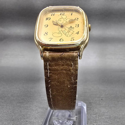 Lorus Mickey Mouse Watch Men 27mm Gold Dial Gold Tone Y131-5660 New Battery VTG5