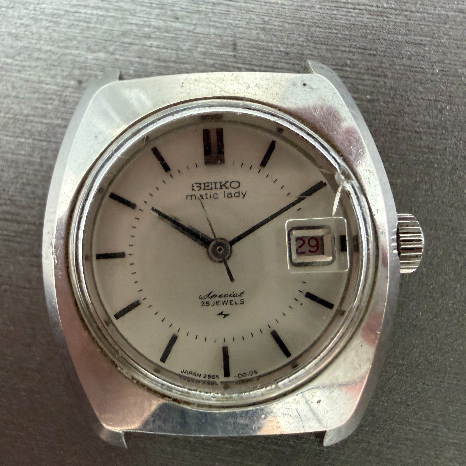 Seiko Matic Lady Special Watch Women 25mm Silver Dial Steel Date 2565-0010 PARTS2