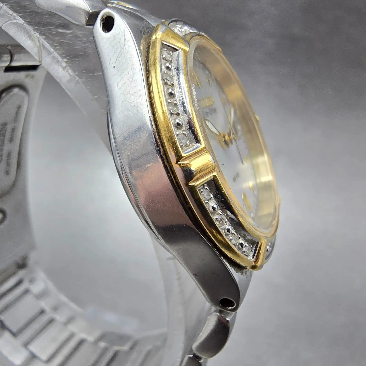 Citizen Eco-Drive Rivia Watch Women 27mm MOP Dial Two Tone Diamonds EW0894-57D4