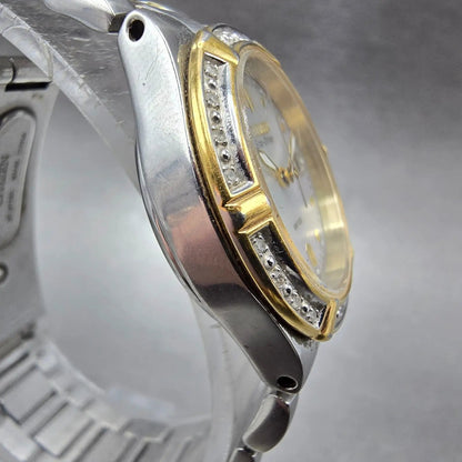 Citizen Eco-Drive Rivia Watch Women 27mm MOP Dial Two Tone Diamonds EW0894-57D4