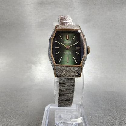 Seiko Special Watch Women 18mm Green Dial Silver Tone Manual 1140-3190 Runs