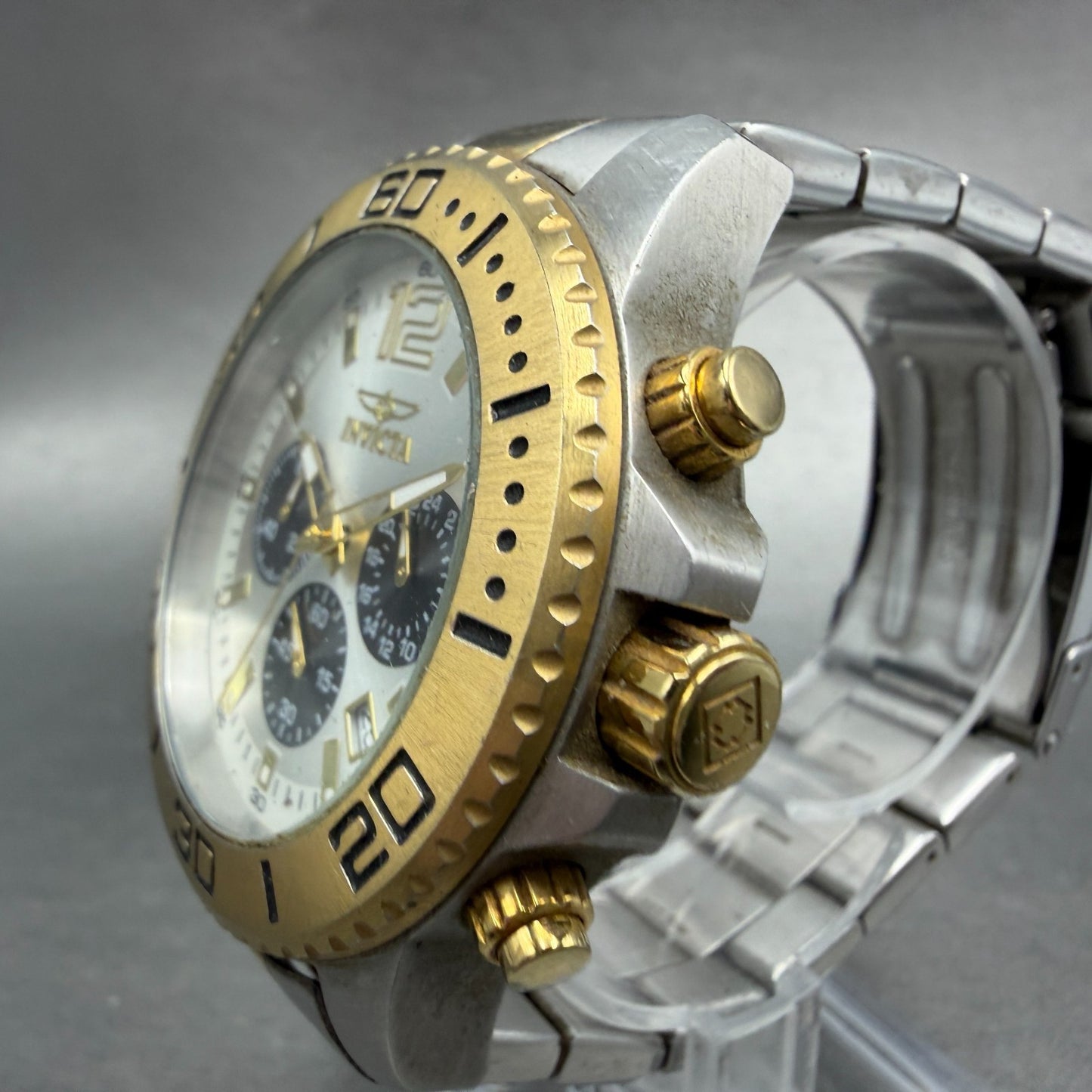 Invicta Pro Diver Chrono Watch Men 45mm Champagne Dial Two Tone 17399 New Batt2
