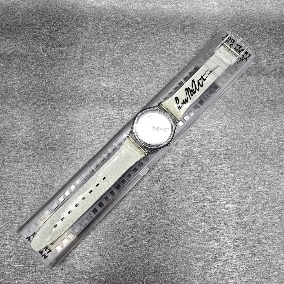 Swatch Time to Reflect Watch Men 34mm Silver Dial Clear Case GZ143 New Batt NOS016