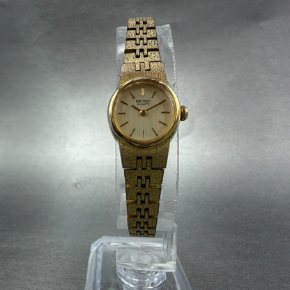 Seiko Watch Women 16mm Champagne Dial Gold Tone Round 5420-0039 New Battery HG65