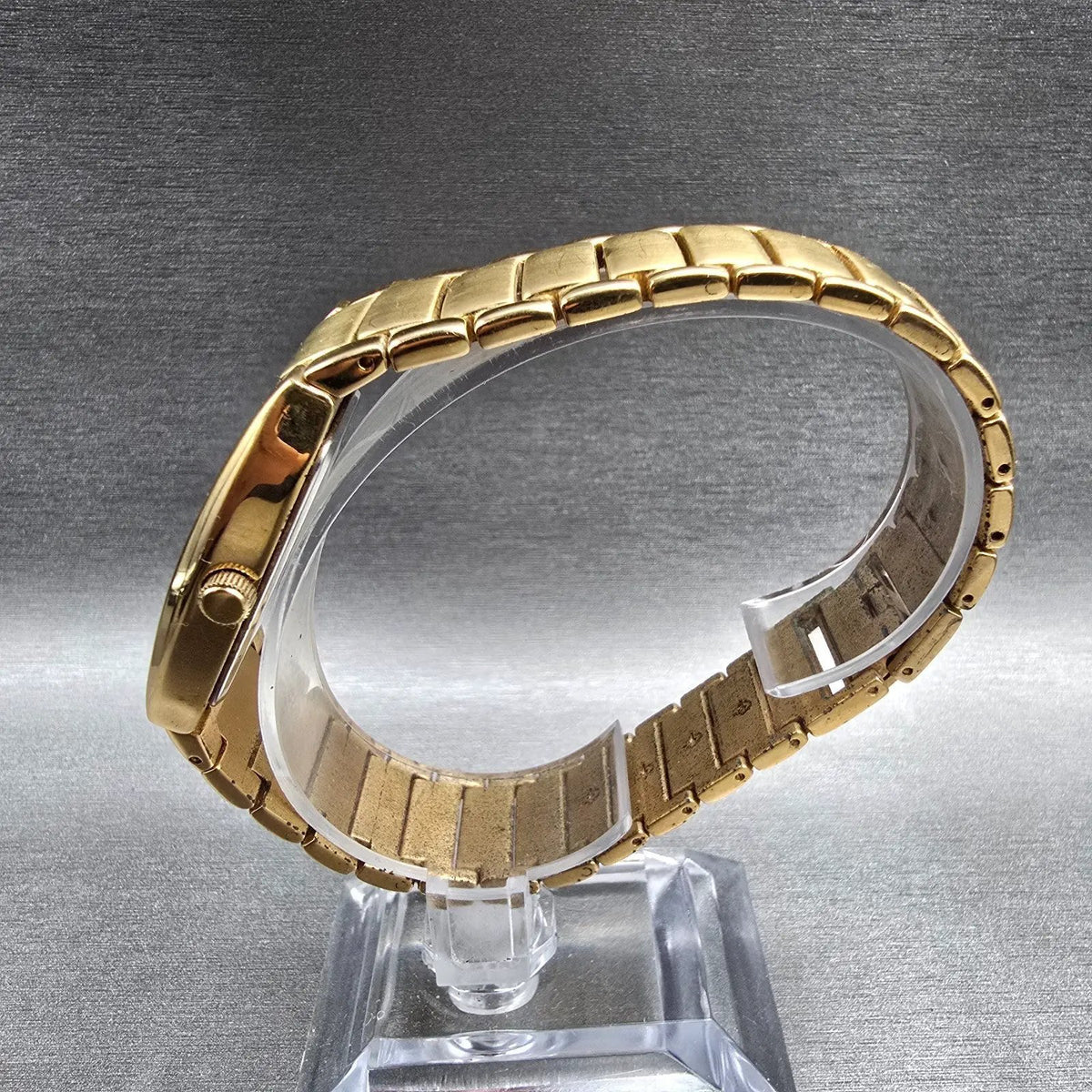 Seiko Pulsar Watch Men 28mm Gold Dial Gold Tone Rectangle V501-X106 New Battery6