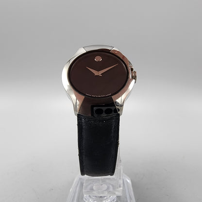 Movado Allia Watch Women 26mm Black Dial Silver Black Tone Round New Battery
