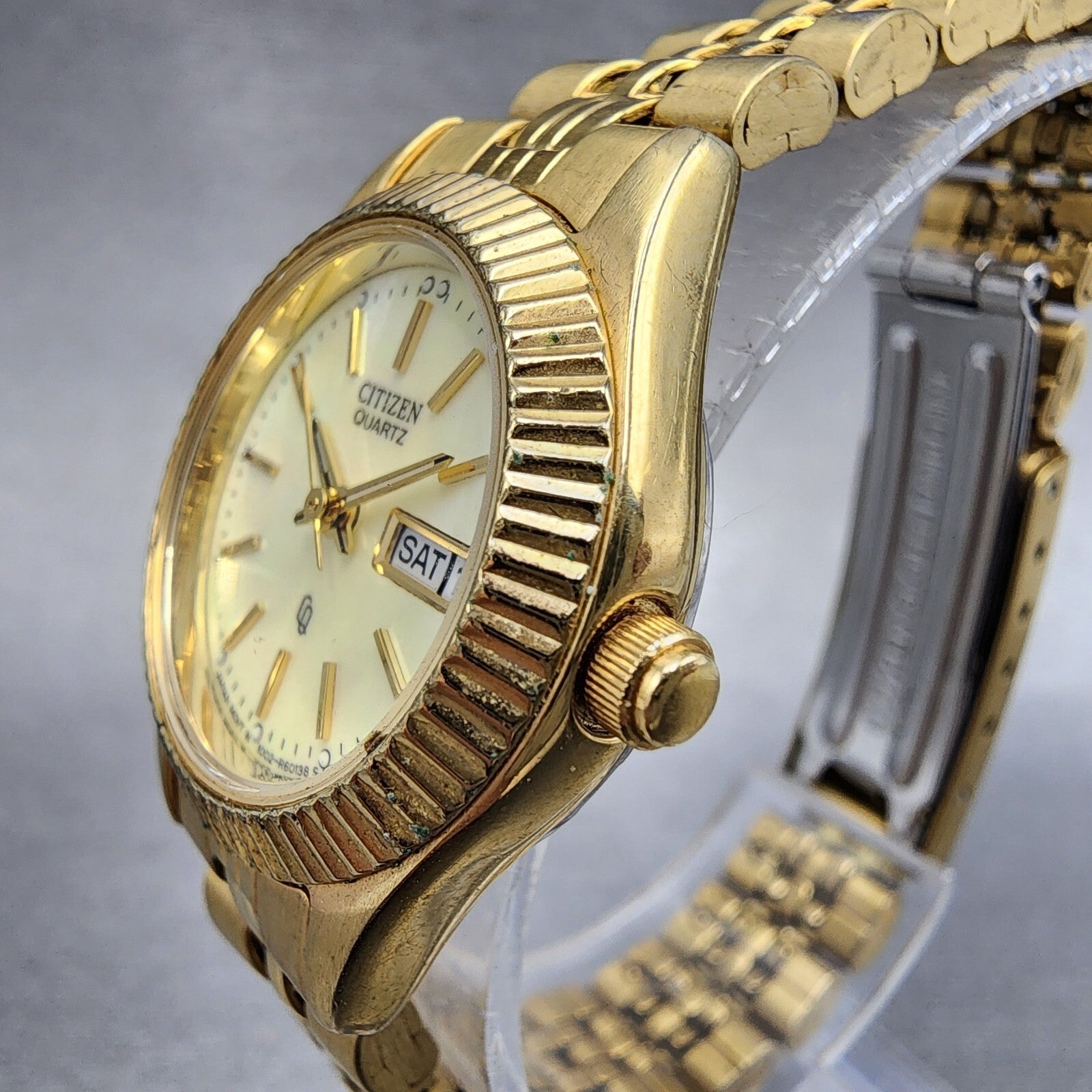 Citizen CQ President Watch Women 26mm MOP Dial Gold Tone Daydate Round New Batt2