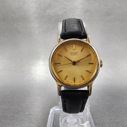 Seiko Watch Women 21mm Champagne Dial Gold Tone Round 2b31-0010 New Battery