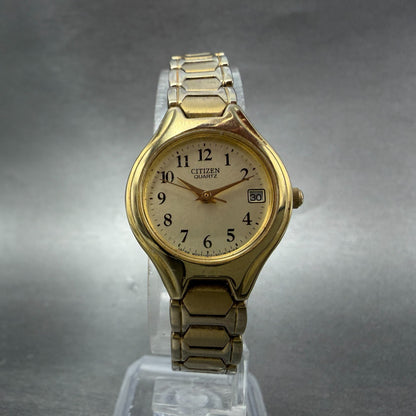 Citizen Watch Women 23mm Champagne Dial Gold Tone Date 1012-S011523 New Battery5