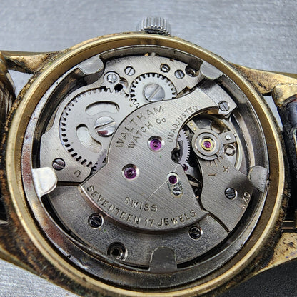 Waltham Watch Men 33mm Champange Dial Gold Tone Round Manual Wind Runs Cal WXO