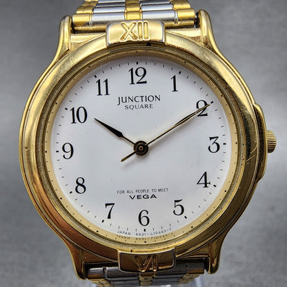 Vega Junction Watch Men 32mm White Dial Two Tone Round 6A31L04268 New Battery1