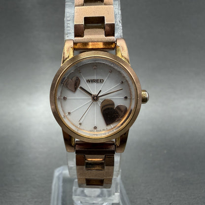 Seiko Wired Watch Women 21mm White Dial Rose Gold Tone Round 1N010KK0 New Batt0