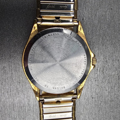Bulova Caravelle Watch Men 34mm Gold Dial Gold Tone Date 42B54 New Battery10