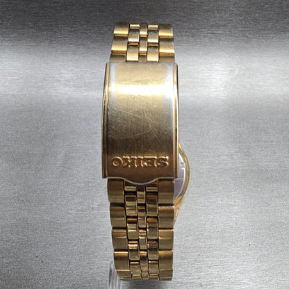 Seiko Watch Men 37mm Luminous Dial Gold Tone Daydate Round 7N43-9048 New Batt JP7