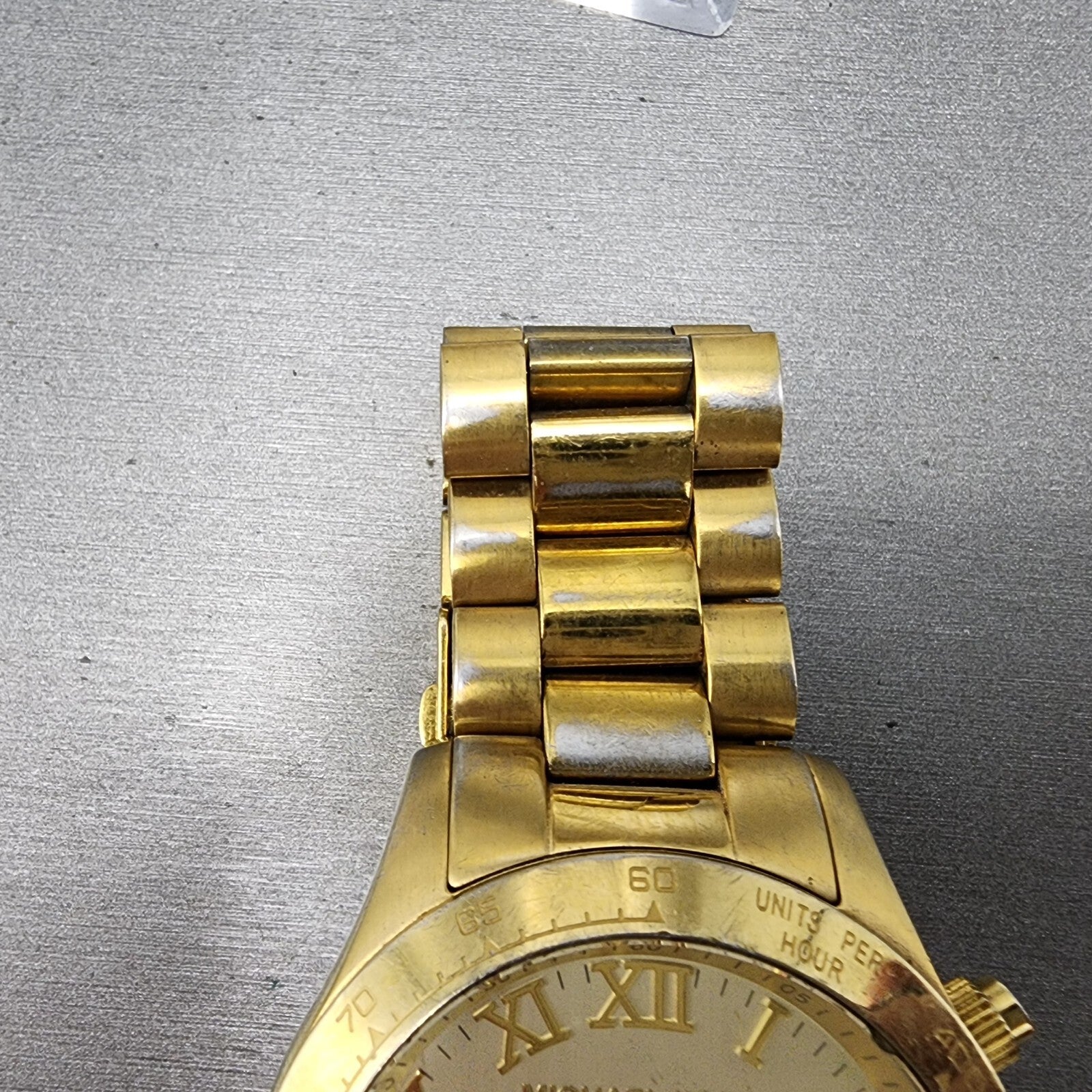 Michael Kors Layton Watch Men 44mm Champange Dial Gold Tone Date Round READ!!!!!8