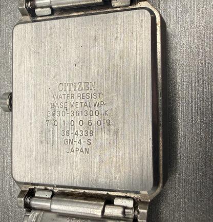 Citizen CQ Watch Men 27mm Silver Dial Silver Tone Rectangle 3630-361300 New Batt10