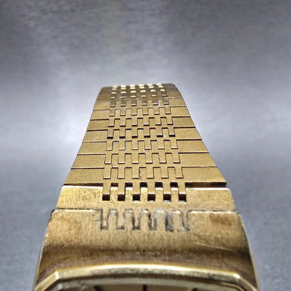 Citizen CQ Watch Men 32mm Gold Dial Gold Tone Rectangle 4-711572 Tank VTG PARTS5