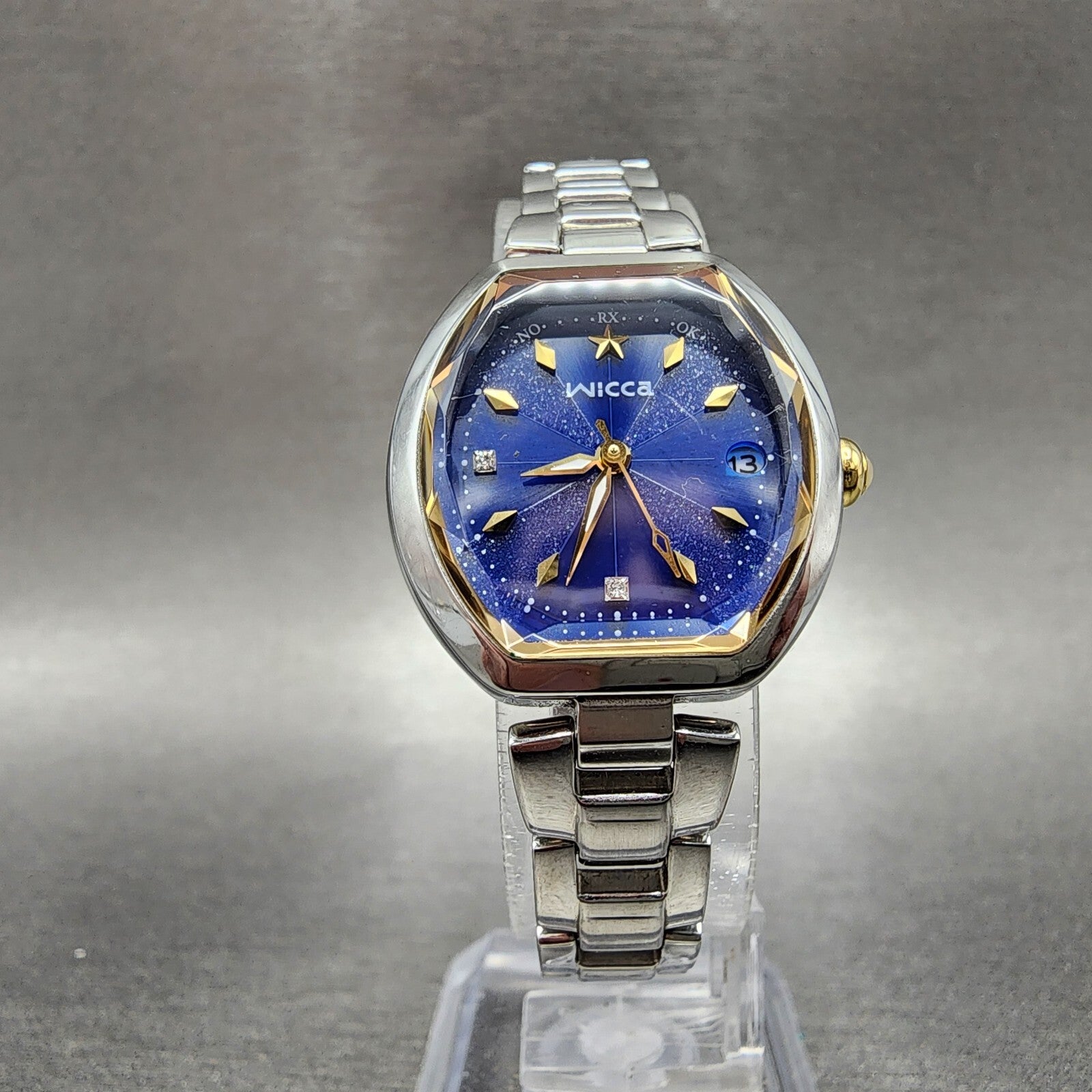 Citizen Wicca Watch Women 25mm Blue Dial Stainless Steel Tone Atomic Works6