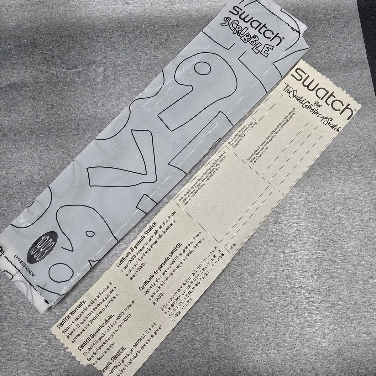 Swatch Scribble Watch Men 34mm Skeleton Dial Clear Case GZ124 New Battery NOS18