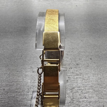 Citizen CQ Watch Women 17mm Gold Dial Gold Tone Rectangle 3220-891449 New Batt7