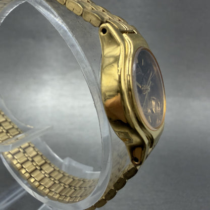 Seiko SX Watch Women 19mm Black Dial Gold Tone Round V4010091 New Battery3